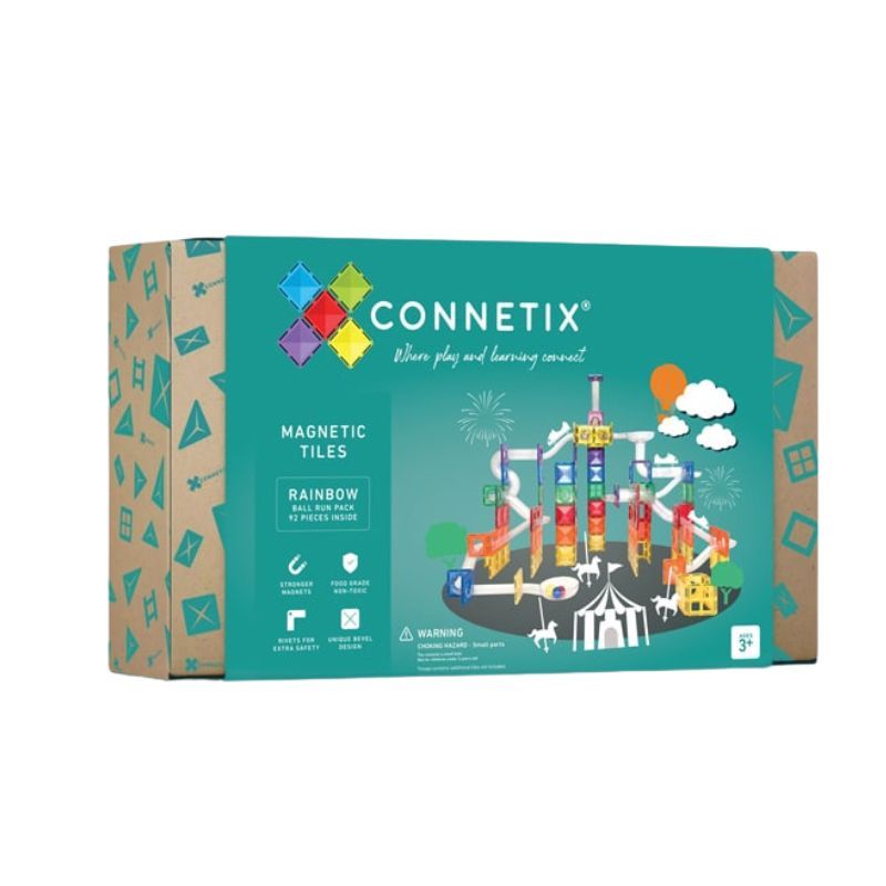 Connetix Tiles - 92 Piece Rainbow Ball Run Pack